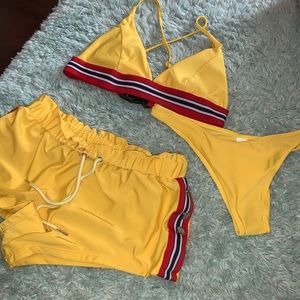 yellow two piece swimsuit